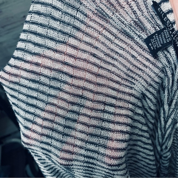 EILEEN Fisher Organic Linen Blend Striped Open Cardigan Sweater White Gray 1-2XL - Picture 10 of 13